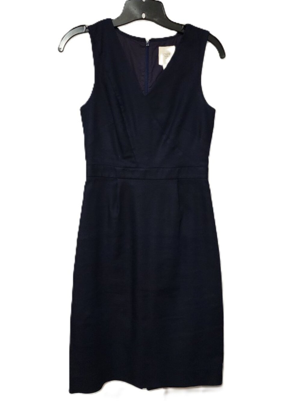 J Crew Suiting Dark Navy Blue V-Neck Sheath 100% Cotton Dress Size 00